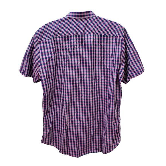 Zachery Prell Shirt Mens XL Plaid Button Front Purple Blue Short Sleeve Collared - Picture 2 of 11